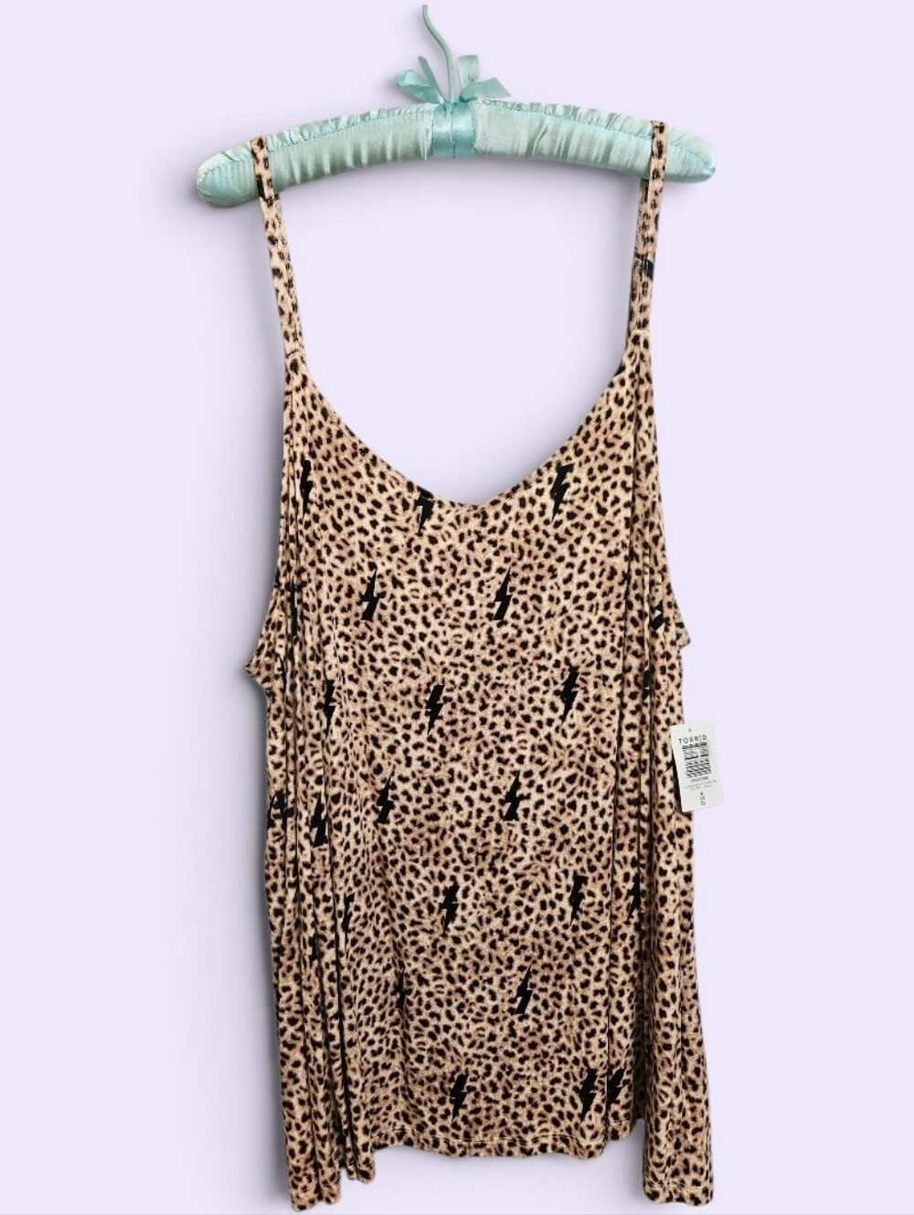 Leopard Print Swing Tank with Black Lightning Motif